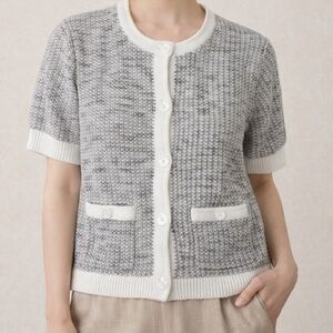 J. Crew Gray and Cream Women's Cardigan